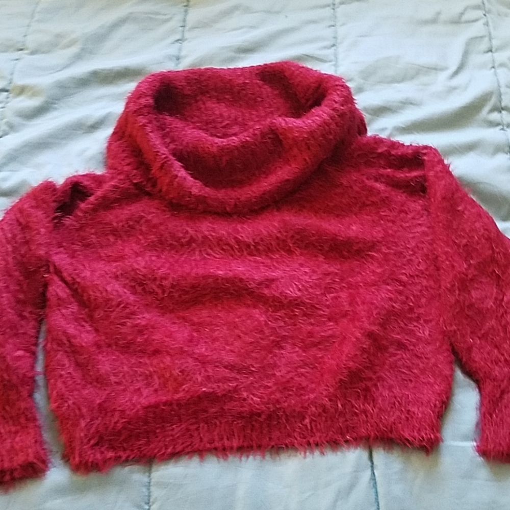 Eyelash Crop Cowl Neck Sweater
